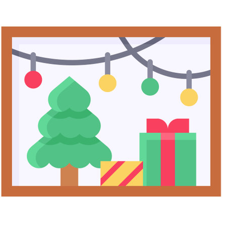 Window Display icon, a perfect Christmas related vector illustration. Bring warmth and joy to your projects with this festive graphic.のイラスト素材