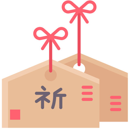 Ema or wooden plaques icon, Japanese New Year related vector illustrationのイラスト素材