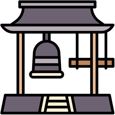 Joya no Kane or New Year Eve Bell icon, Japanese New Year related vector illustrationのイラスト素材