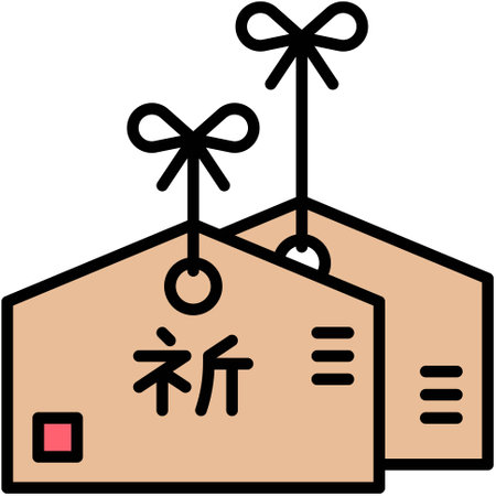 Ema or wooden plaques icon, Japanese New Year related vector illustrationのイラスト素材