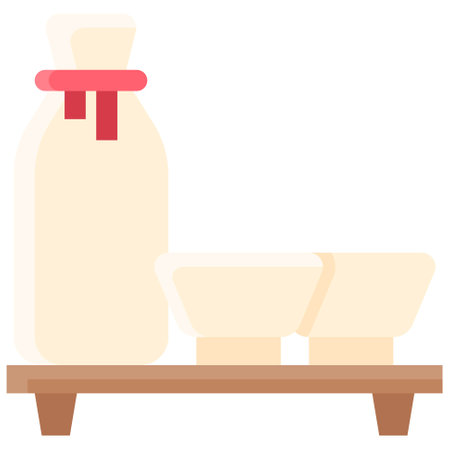 Sake or Japanese rice wine icon, Japanese New Year related vector illustrationのイラスト素材