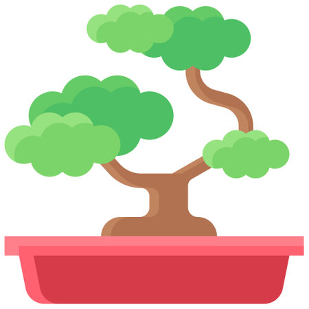 Bonsai or tray planting icon, Japanese New Year related vector illustrationのイラスト素材