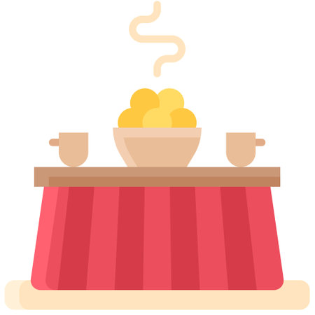 Kotatsu or Table covered by heavy blanket icon, Japanese New Year related vector illustrationのイラスト素材