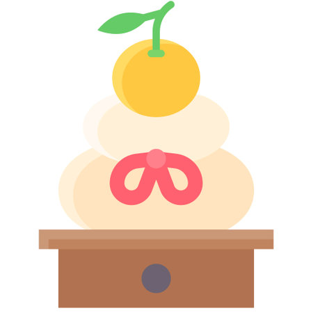 Kagami mochi or mirror rice cake icon, Japanese New Year related vector illustrationのイラスト素材