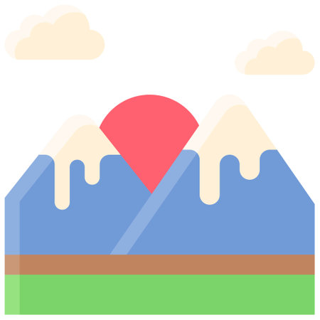 First Sunrise of the Year icon, Japanese New Year related vector illustrationのイラスト素材