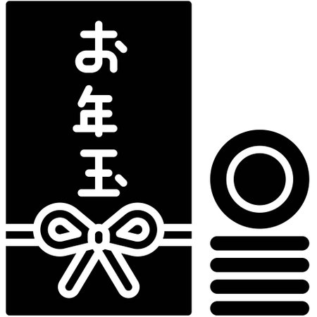 Otoshidama or Money envelope icon, Japanese New Year related vector illustrationのイラスト素材