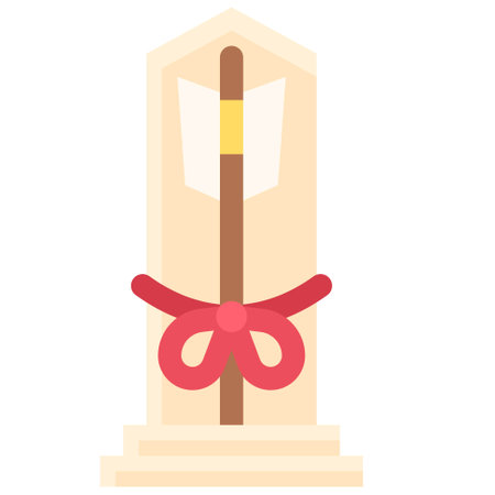 Sacred bow or Hama yumi icon, Japanese New Year related vector illustrationのイラスト素材