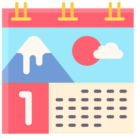 Calendar icon, Japanese New Year related vector illustrationのイラスト素材