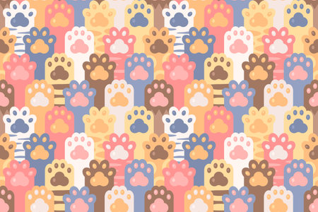 Whimsical Cat Paw Pattern Adorable Feline Prints for Your Creative Delightのイラスト素材