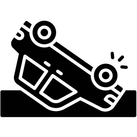 Overturned car icon, car accident and safety related vector illustrationのイラスト素材