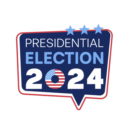 2024 Presidential Election Logo with USA Flag and Stars, Vector illustration