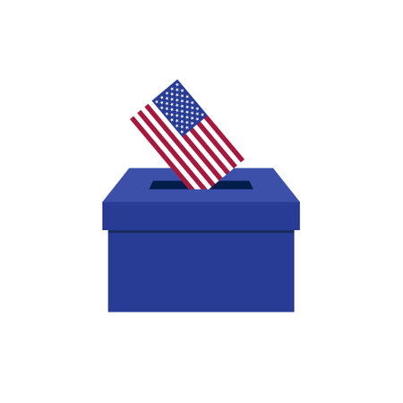 American Flag Ballot Box with Vote Card for U.S. Elections, Vector Illustrationのイラスト素材