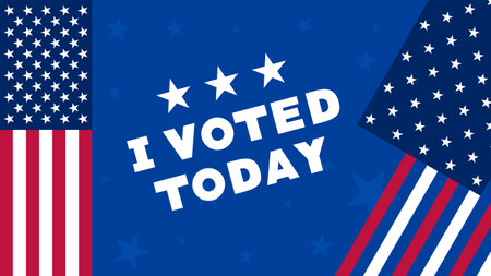I Voted Today Patriotic Banner with American Flag and Stars Design Vector Illustration