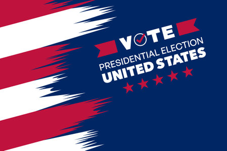 Vote 2024 Presidential Election Poster with Patriotic Red, White, and Blue Design Vector Illustrationのイラスト素材