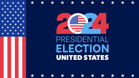 2024 Presidential Election Poster with US Flag and Star Design Vector Illustrationのイラスト素材