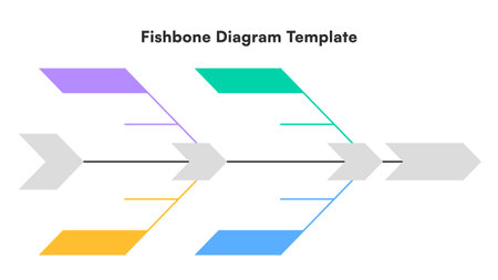Modern Fishbone Diagram Template with Vibrant Colors for Business Analysis Vector Illustrationのイラスト素材