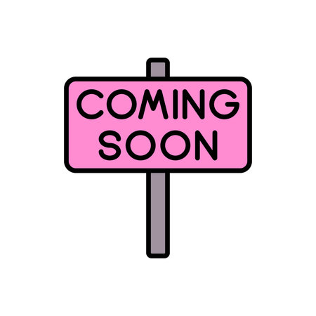 Pink COMING SOON Promotional Sign with Bold Typography Vector Illustrationのイラスト素材