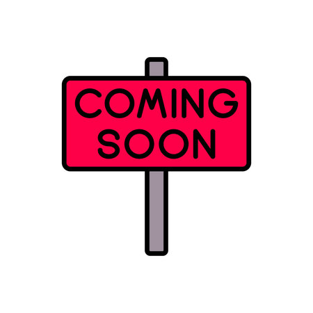 Red COMING SOON Promotional Sign with Bold Typography Vector Illustrationのイラスト素材
