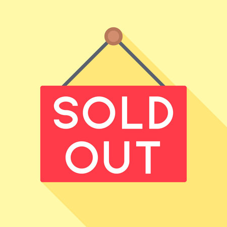 Bright Sold Out Sign with Diagonal Shadow Vector Illustrationのイラスト素材