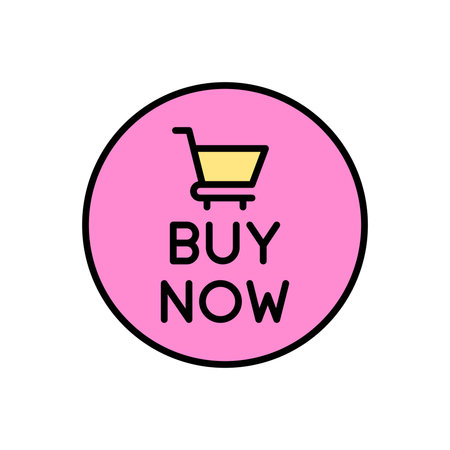 Buy Now Button in Soft Pink Circle with Cart Icon Vector Illustrationのイラスト素材
