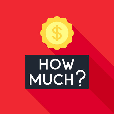 How Much Badge in Black Box with Yellow Dollar Symbol Vector Illustrationのイラスト素材
