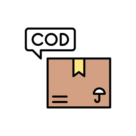 COD Parcel Delivery Label with Chat Bubble in Minimal Style Vector Illustrationのイラスト素材