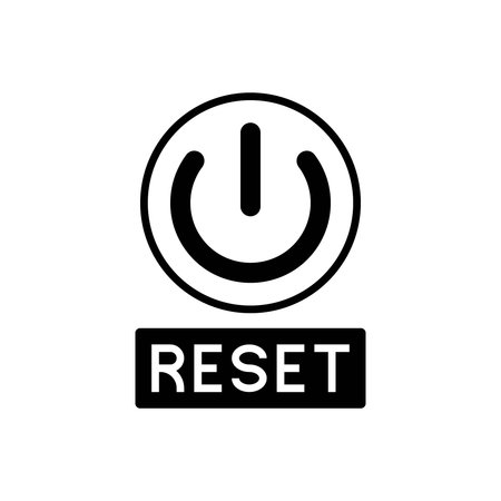Outlined circle with power symbol and reset text in a clear modern layoutのイラスト素材