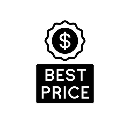 Round black and white graphic with dollar icon and Best Price textのイラスト素材