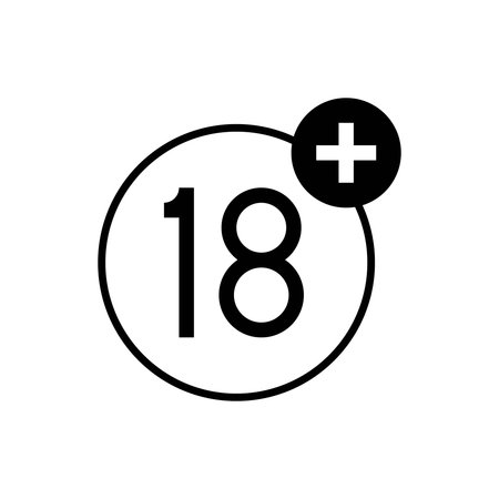 Eighteen Plus Age Restriction Badge Symbol Vector Illustrationのイラスト素材