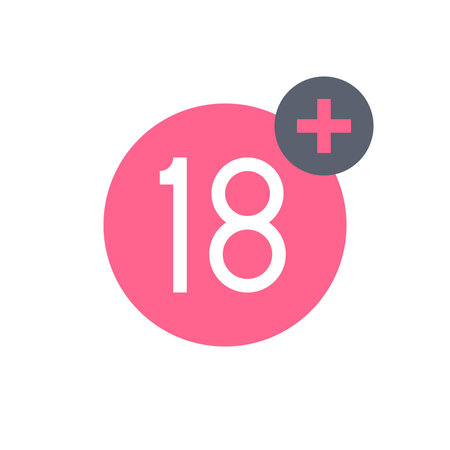 18+ Sign in Pink Circle for Age Limitation Vector Illustrationのイラスト素材