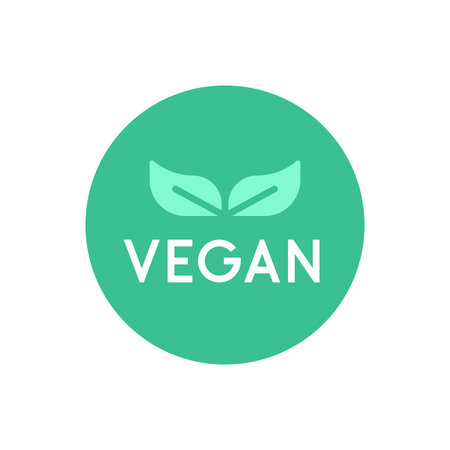 VEGAN Badge Icon with Leaf Symbol in Green Circle Vector Illustrationのイラスト素材