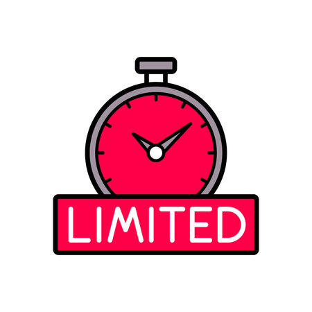 Red Timer Icon with LIMITED Text for Flash Deal Promotion Vector Illustrationのイラスト素材