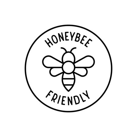 Honeybee Friendly Icon with Bee Symbol in Minimal Round Badge Design Vector Illustrationのイラスト素材