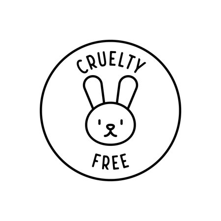 Cruelty Free Icon with Bunny Face Inside Minimal Round Badge Outline Vector Illustrationのイラスト素材
