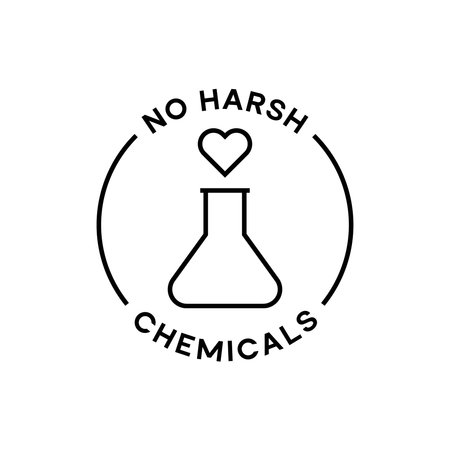No Harsh Chemicals Minimal Laboratory Flask Outline with Heart Vector Illustrationのイラスト素材