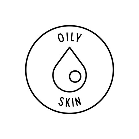 Oily Skin with Oil Drop Symbol Round Icon Vector Illustrationのイラスト素材
