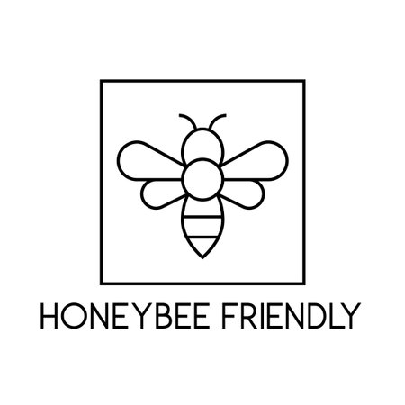 Honeybee friendly eco product label with bee insect line art Vector Illustrationのイラスト素材
