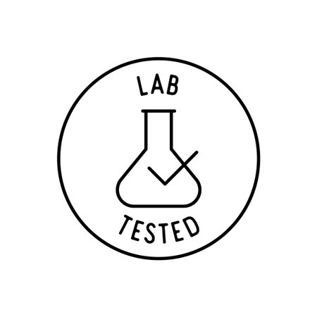 Lab Tested with Check Mark on Test Tube Symbol Round Icon Vector Illustrationのイラスト素材