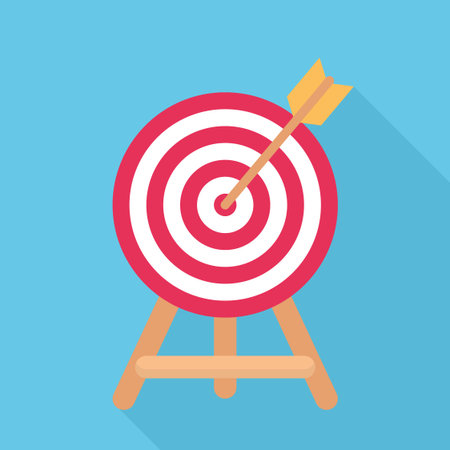 Target Board with Arrow in Center Flat Vector for Goal and Success Conceptのイラスト素材