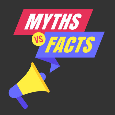 Myths vs Facts Flat with Megaphone and Bold Typography Vector Illustrationのイラスト素材