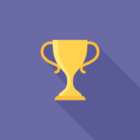 Golden Trophy Flat Icon Symbolizing Success and Achievement Vector Illustrationのイラスト素材