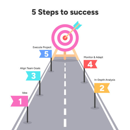 Professional Workflow Infographic with 5 Steps to Success Planning Vector Illustrationのイラスト素材