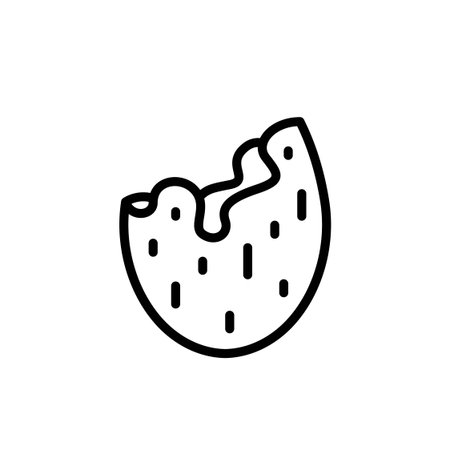 Empty Almond Shell Outline Icon Vector Illustrationのイラスト素材