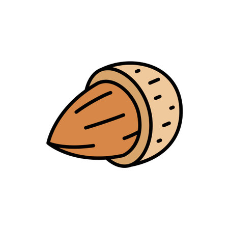 Half Cut Almond in Shell Filled Icon Vector Illustrationのイラスト素材