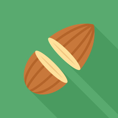 Sliced Almond Nuts Flat Vector Illustration on Green Backgroundのイラスト素材