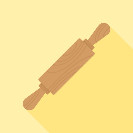 Rolling Pin Flat Design Illustration on Soft Yellow Background Vector Illustrationのイラスト素材