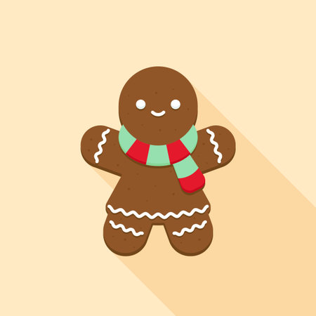 Gingerbread girl wearing red and green scarf with icing details Vector Illustrationのイラスト素材
