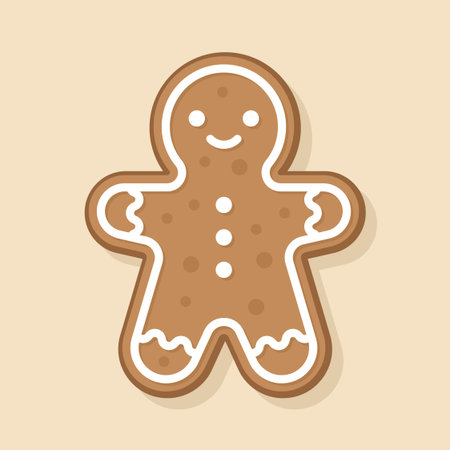 Gingerbread Cookie Man with White Icing Details Vector Illustrationのイラスト素材