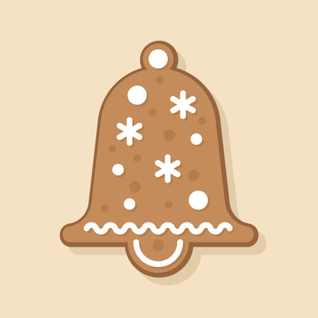 Gingerbread Bell Cookie with Holiday Icing Design Vector Illustrationのイラスト素材