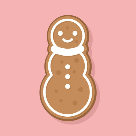 Gingerbread Snowman Cookie with Holiday Icing Design Vector Illustrationのイラスト素材